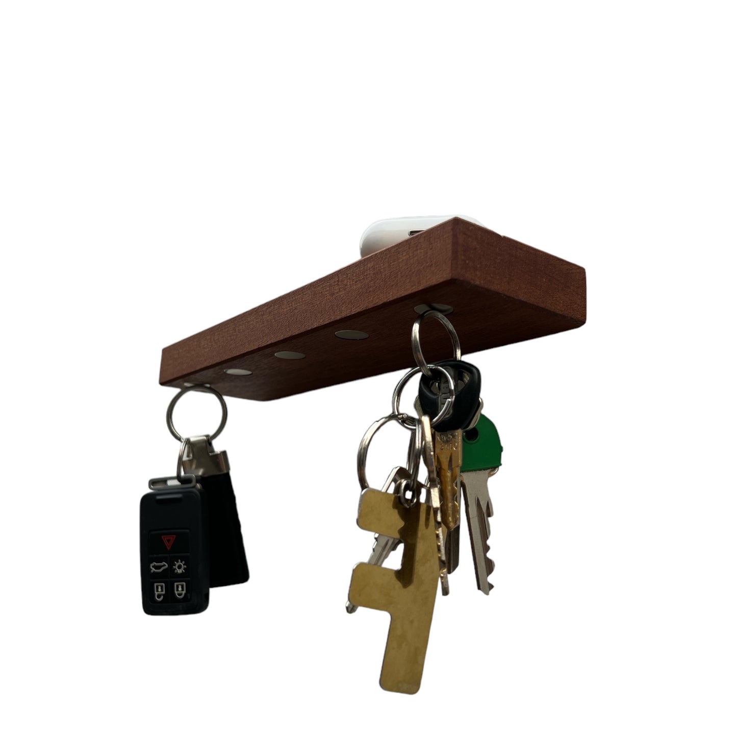 HangKey Plankie Mahonie X - Wandplank - Sleutelplank - Sleutelrek - schuin onderkant - 5 neodymium magneten