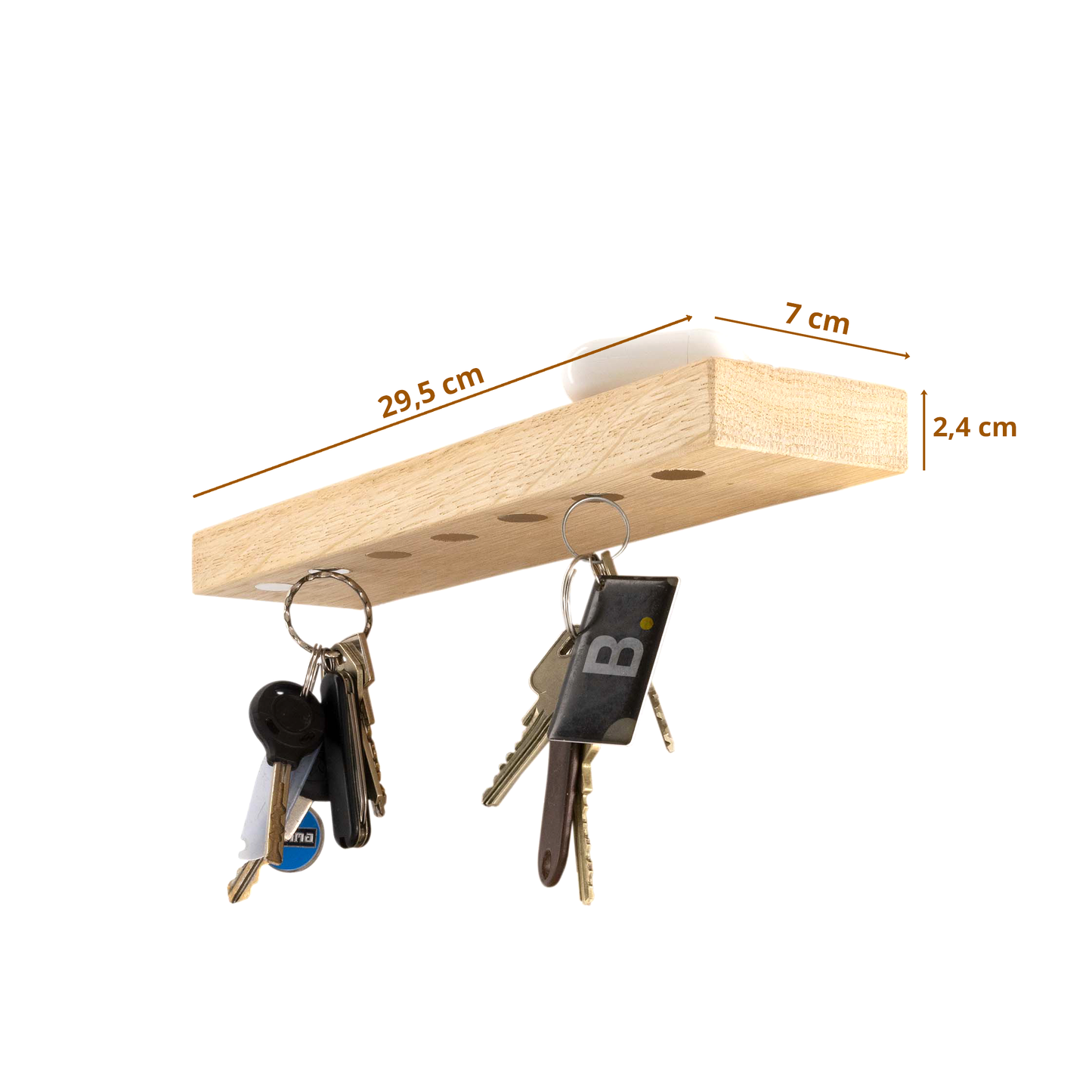 HangKey Plankie XL Essen - Massief Amerikaans Essen sleutelplank voor 7 sleutelbossen (kopie)