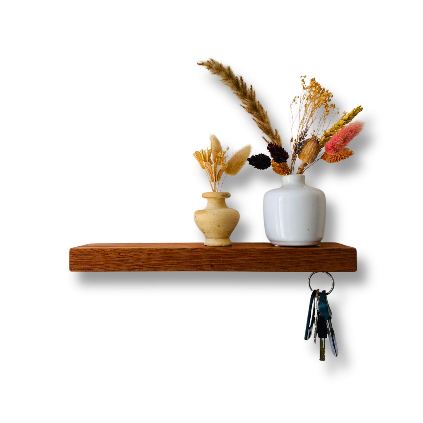 HangKey Plankie XL Mahonie - Massief houten sleutelplank voor 7 sleutelbossen
