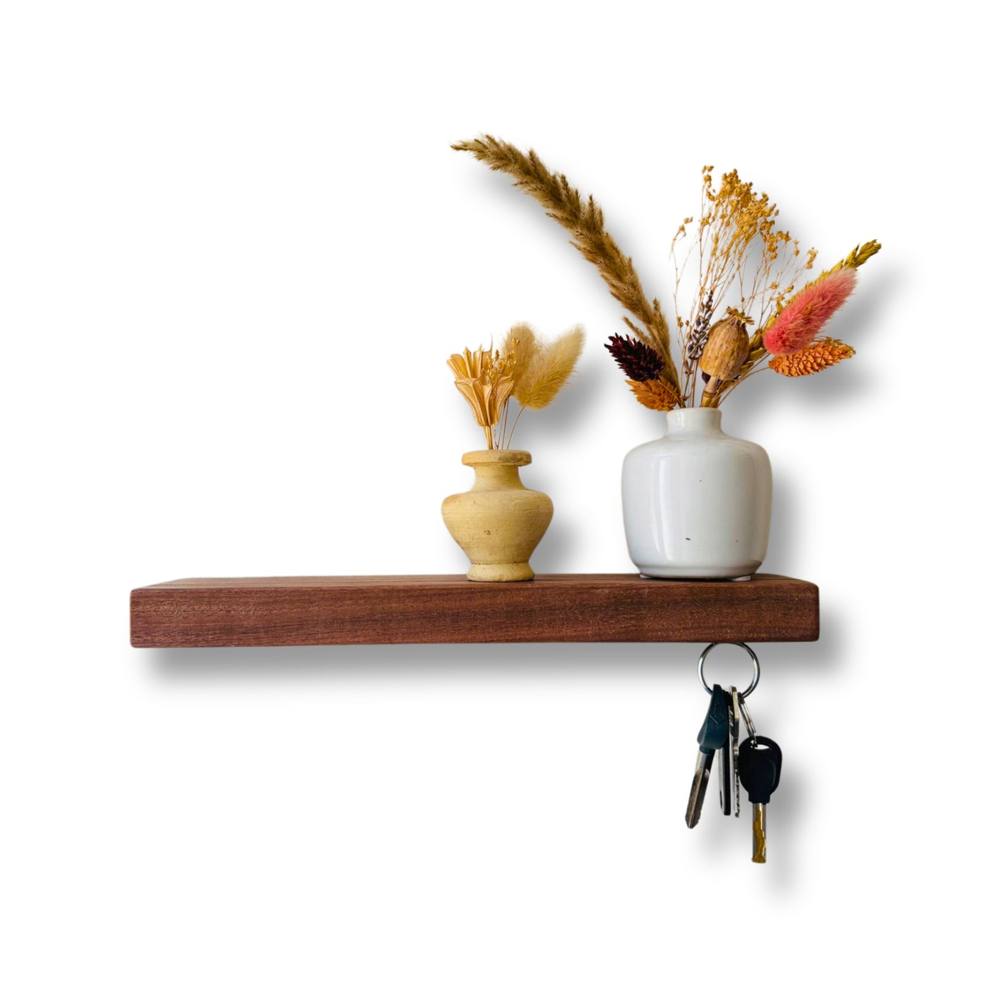HangKey Plankie XL Noten - Massief houten sleutelplank voor 7 sleutelbossen