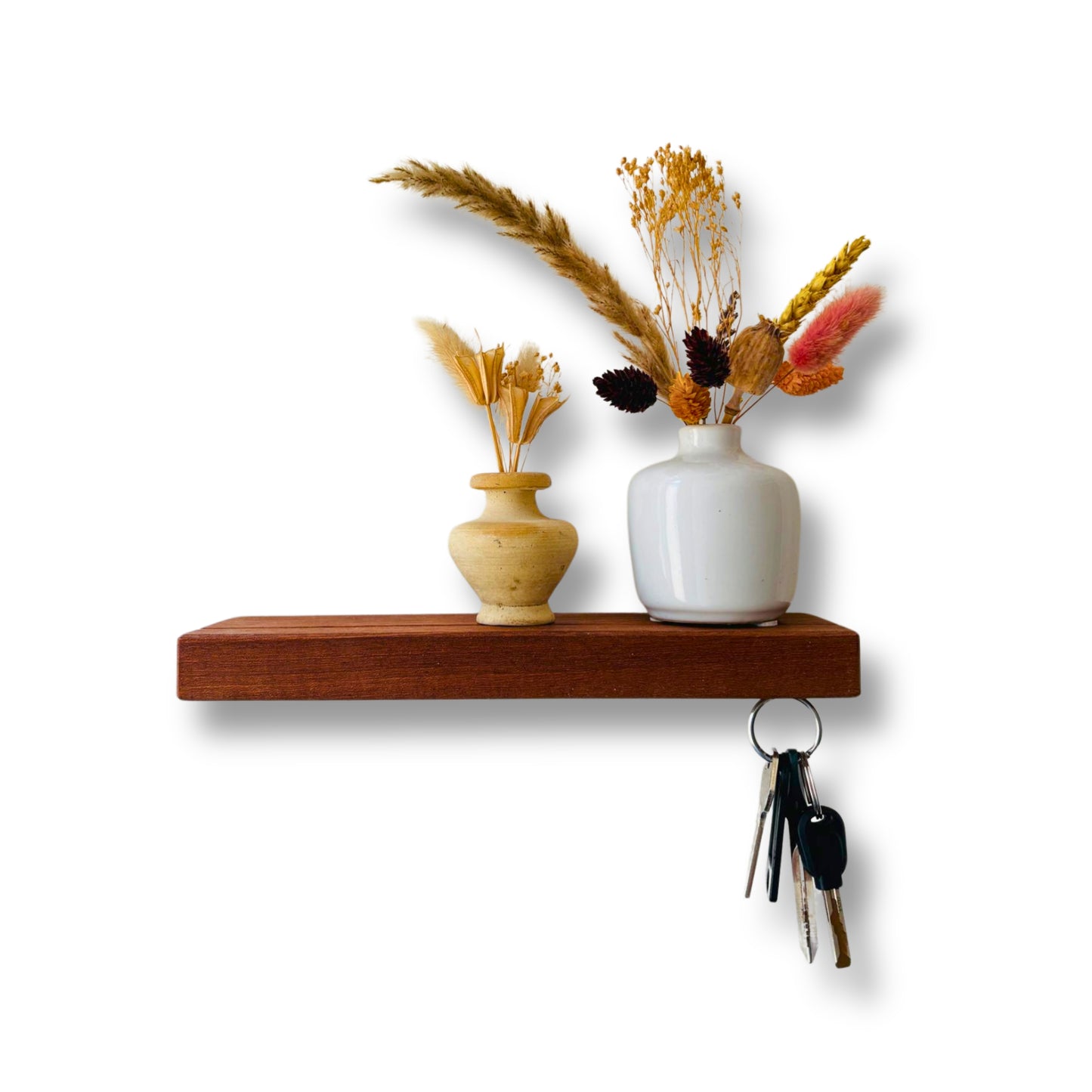 HangKey Plankie X Mahonie - Massief houten sleutelplank voor 5 sleutelbossen