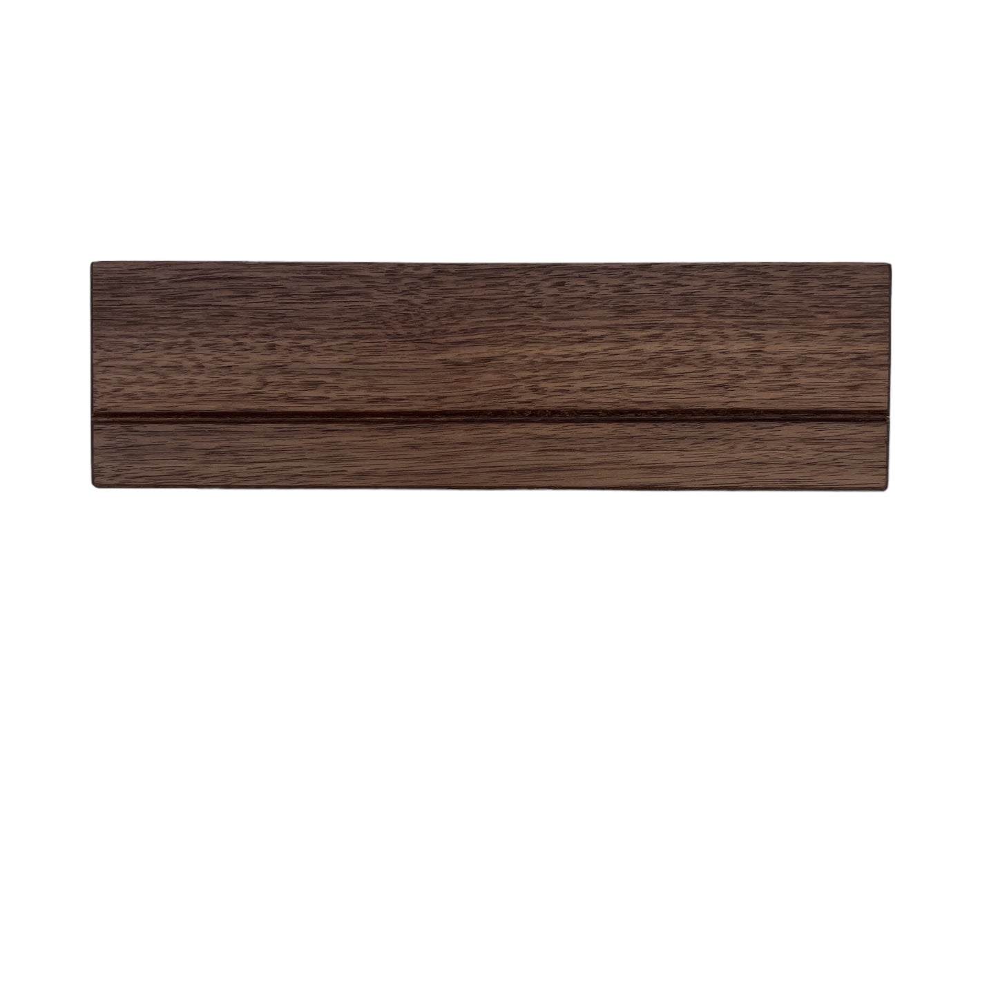 Sleutelplank, sleutelrek, sleutelrekje, sleutelhouder van massief notenhout. Voorzien van 5 supersterke magneten. HangKey Plankie X notenhout bovenaanzicht