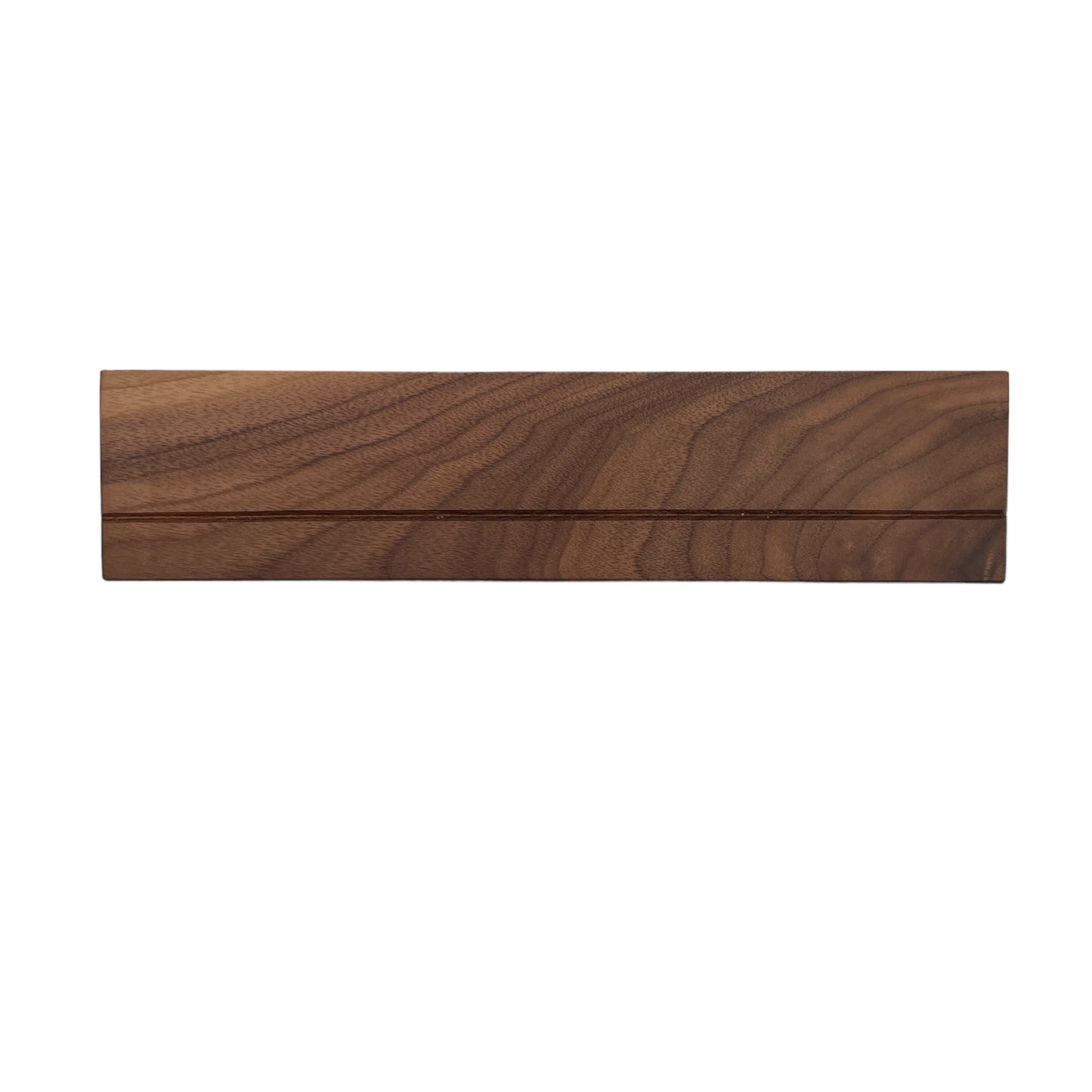 Sleutelplank, sleutelrek, sleutelrekje, sleutelhouder van massief notenhout. Voorzien van 7 supersterke magneten. HangKey Plankie XL noten bovenkant