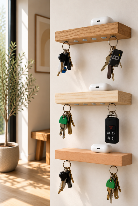 HangKey Plankie X bundel, 3 soorten hout (beuken, eiken en essen)