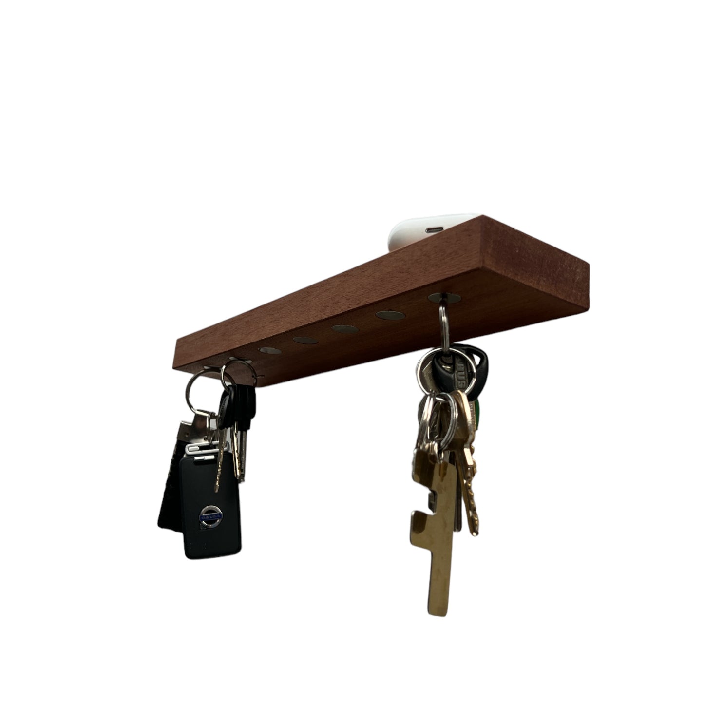 HangKey Plankie XL Mahonie - Wandplank - Sleutelplank - Sleutelrek - schuin onderaanzicht