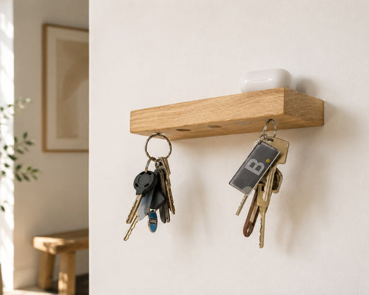 Sleutelrekje wand X - magnetische sleutelplank massief eikenhout – 5 sleutelbossen | HangKey Plankie