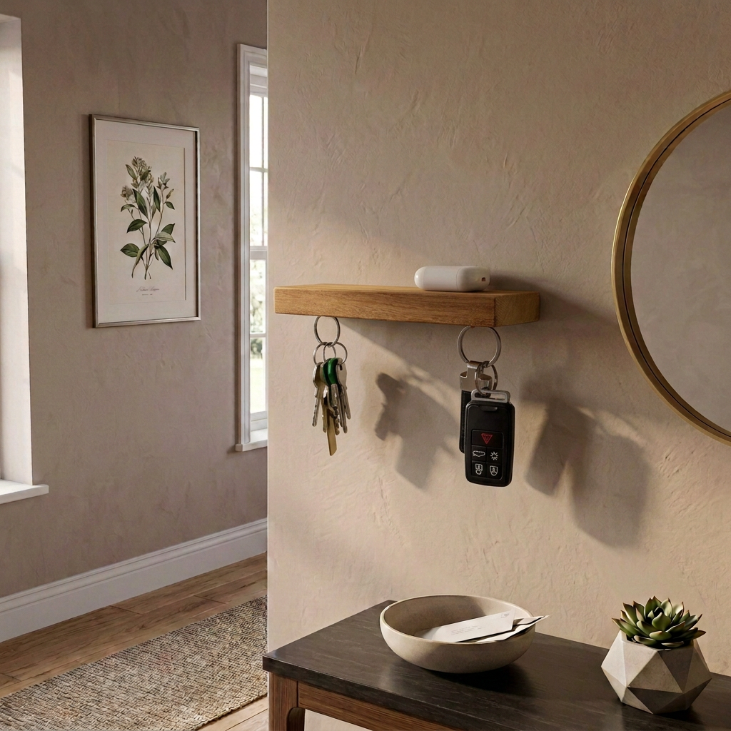 HangKey Plankie X sleutelplank van massief irokohout aan de muur