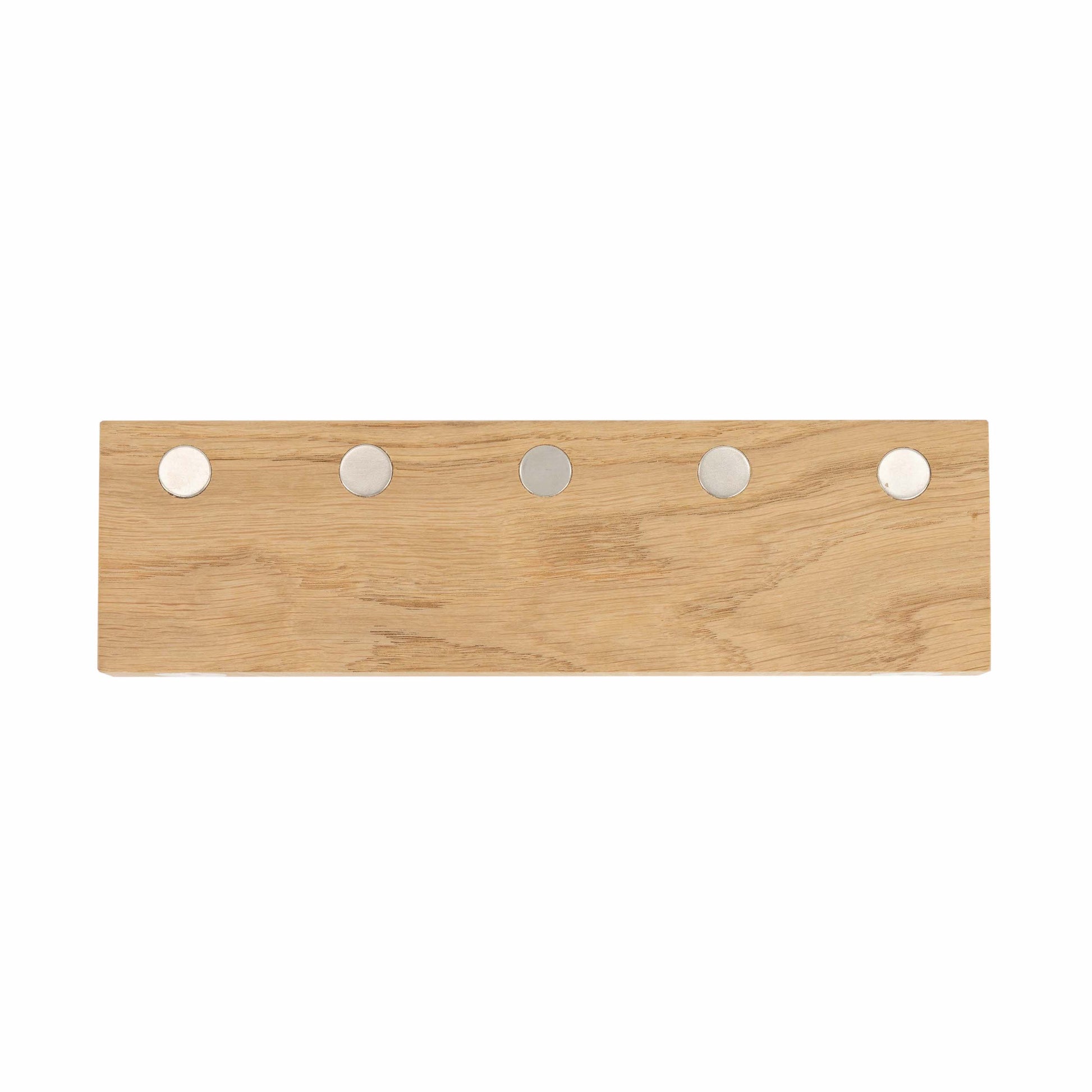 Sleutelplank, sleutelrek, sleutelrekje, sleutelhouder, sleutelkast, van massief eikenhout. Voorzien van 5 supersterke magneten. HangKey Plankie X eiken onderkant